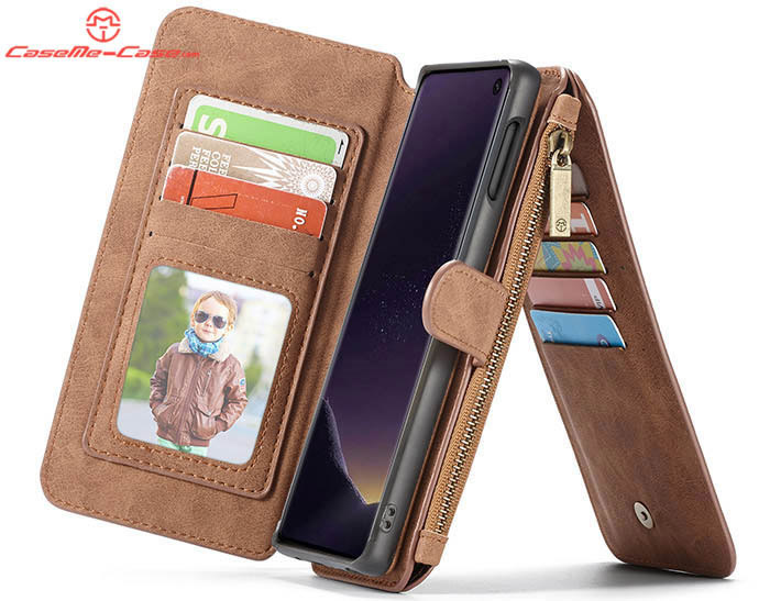 CaseMe Samsung Galaxy S10e Zipper Wallet Magnetic Detachable 2 in 1 Folio Flip Case