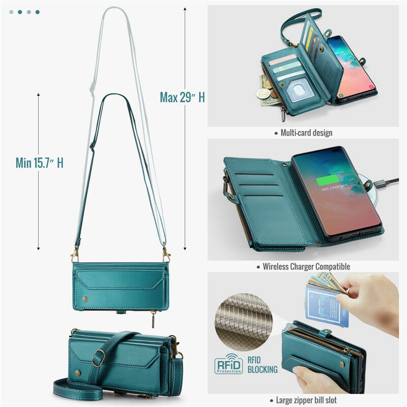 CaseMe Samsung Galaxy S10 Plus Wallet RFID Blocking Crossbody Phone Case