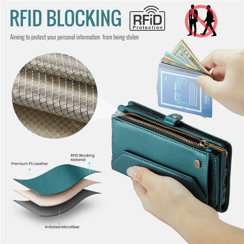 CaseMe Samsung Galaxy S10 Plus Wallet RFID Blocking Crossbody Phone Case