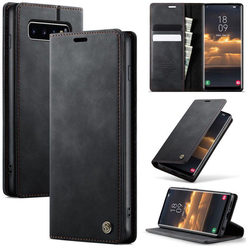 CaseMe Samsung Galaxy S10 Plus Magnetic Wallet Case with RFID Blocking Black