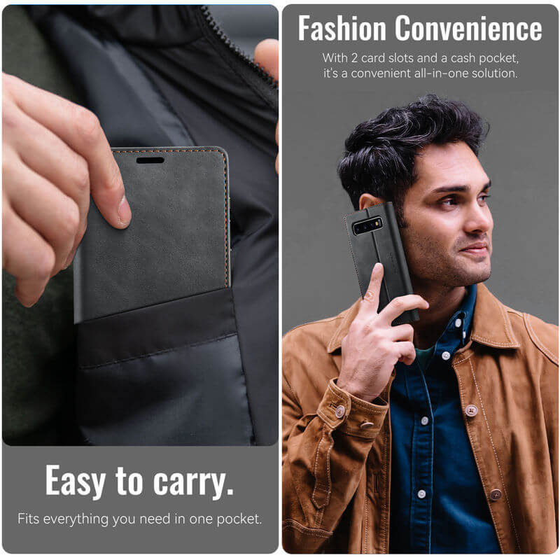 CaseMe Samsung Galaxy S10 Plus Magnetic Wallet Case with RFID Blocking