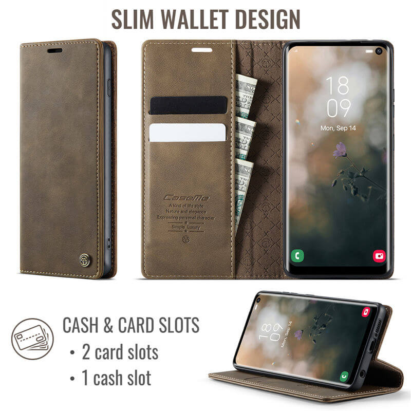 CaseMe Samsung Galaxy S10 Magnetic Wallet Case with RFID Blocking