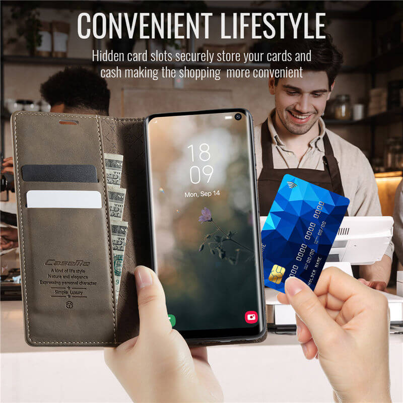 CaseMe Samsung Galaxy S10 Magnetic Wallet Case with RFID Blocking