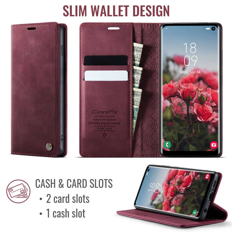 CaseMe Samsung Galaxy S10 Magnetic Wallet Case with RFID Blocking