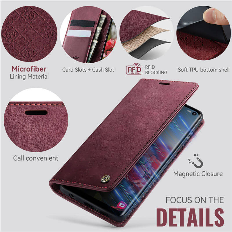 CaseMe Samsung Galaxy S10 Magnetic Wallet Case with RFID Blocking