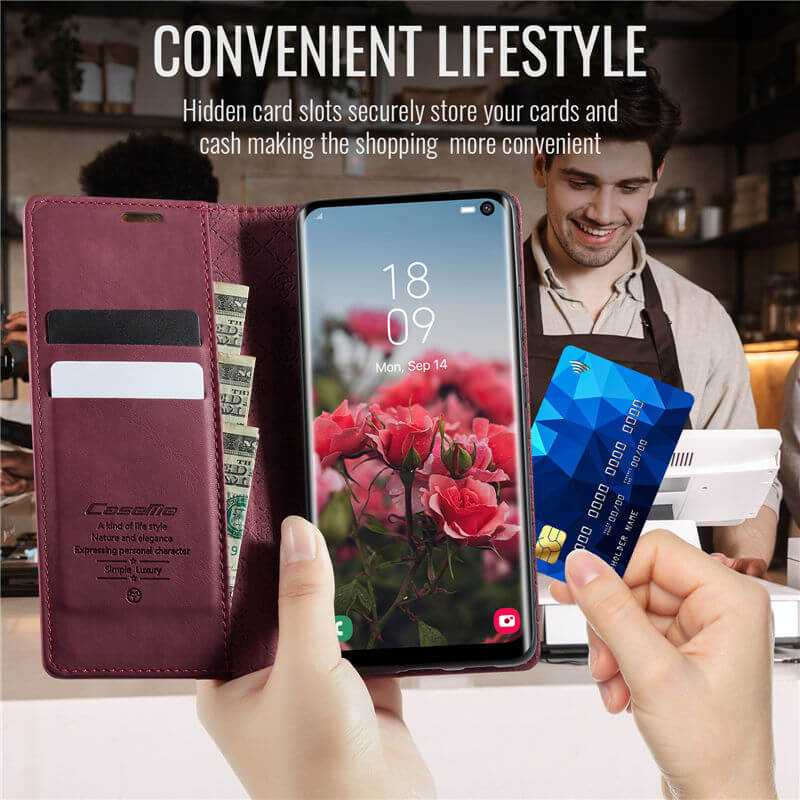 CaseMe Samsung Galaxy S10 Magnetic Wallet Case with RFID Blocking