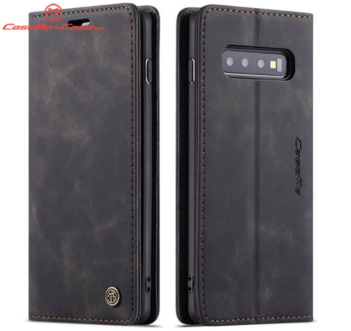 CaseMe Samsung Galaxy S10 Plus Retro Wallet Kickstand Magnetic Flip Leather Case