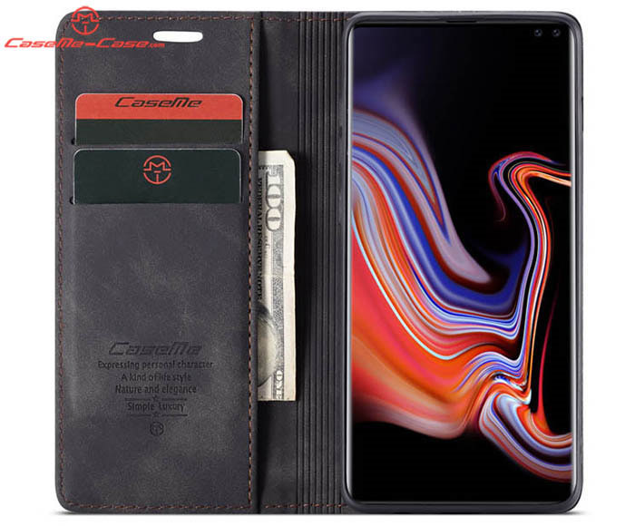 CaseMe Samsung Galaxy S10 Plus Retro Wallet Kickstand Magnetic Flip Leather Case