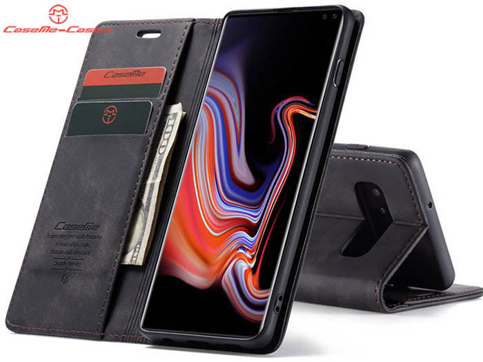 CaseMe Samsung Galaxy S10 Plus Retro Wallet Kickstand Magnetic Flip Leather Case