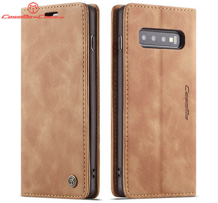 CaseMe Samsung Galaxy S10 Plus Retro Wallet Kickstand Magnetic Flip Leather Case