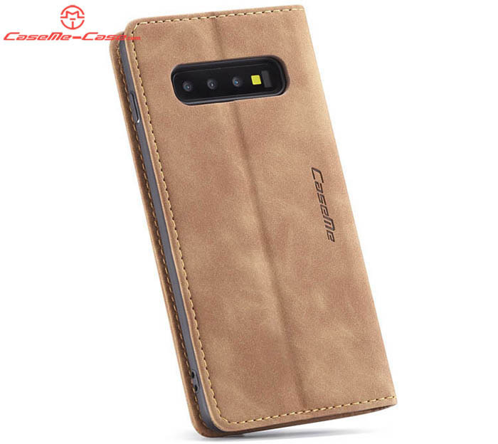 CaseMe Samsung Galaxy S10 Plus Retro Wallet Kickstand Magnetic Flip Leather Case