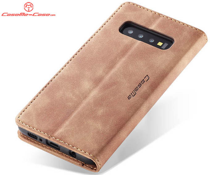 CaseMe Samsung Galaxy S10 Plus Retro Wallet Kickstand Magnetic Flip Leather Case