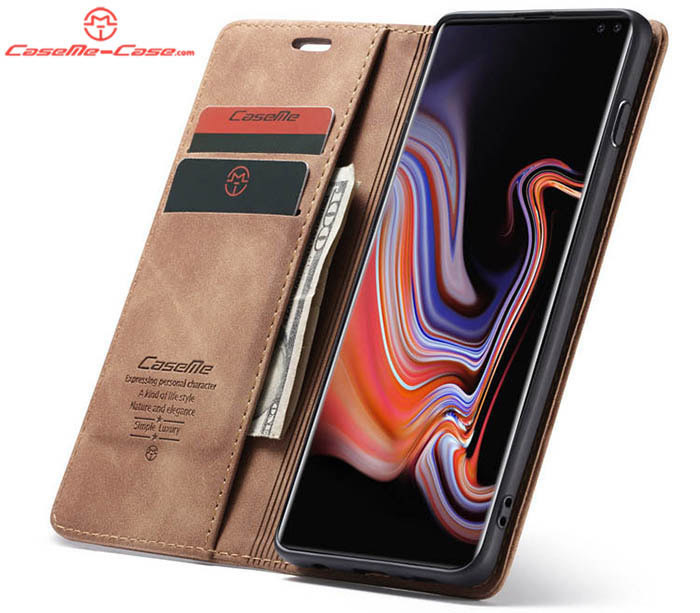 CaseMe Samsung Galaxy S10 Plus Retro Wallet Kickstand Magnetic Flip Leather Case