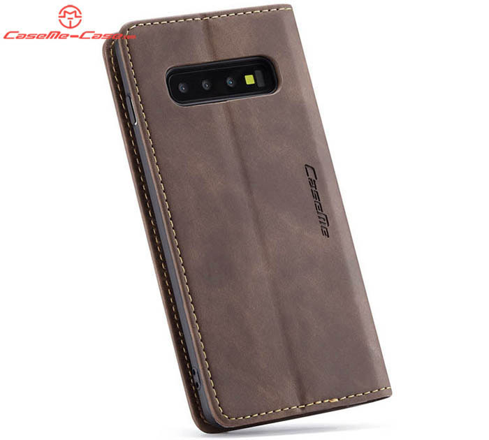 CaseMe Samsung Galaxy S10 Plus Retro Wallet Kickstand Magnetic Flip Leather Case