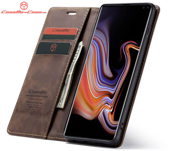 CaseMe Samsung Galaxy S10 Plus Retro Wallet Kickstand Magnetic Flip Leather Case