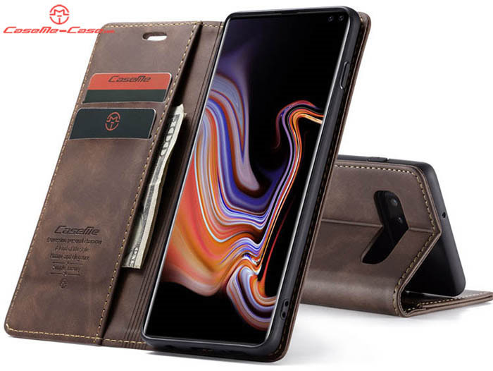 CaseMe Samsung Galaxy S10 Plus Retro Wallet Kickstand Magnetic Flip Leather Case