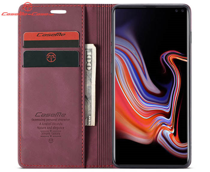 CaseMe Samsung Galaxy S10 Plus Retro Wallet Kickstand Magnetic Flip Leather Case