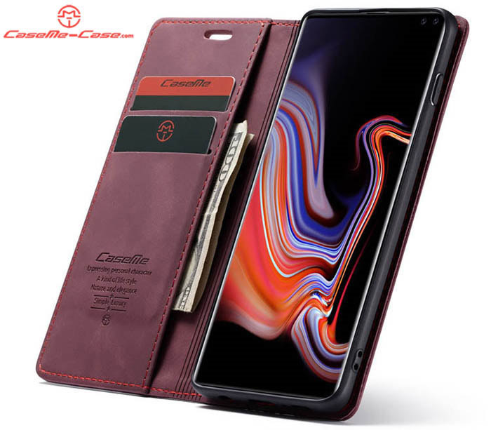 CaseMe Samsung Galaxy S10 Plus Retro Wallet Kickstand Magnetic Flip Leather Case