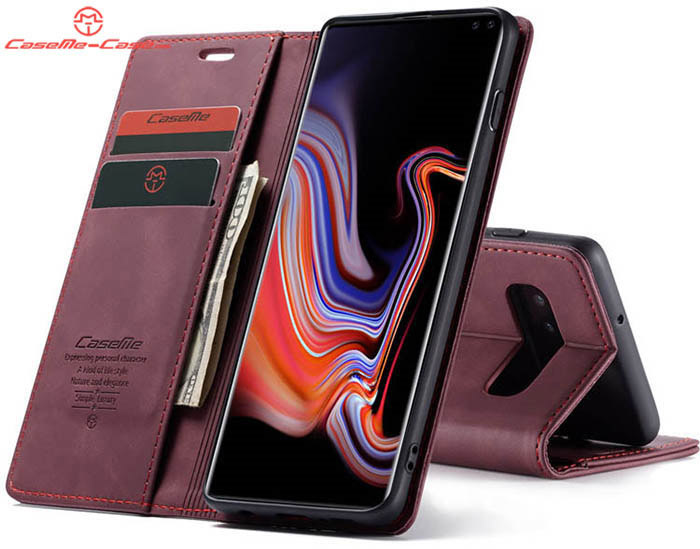 CaseMe Samsung Galaxy S10 Plus Retro Wallet Kickstand Magnetic Flip Leather Case