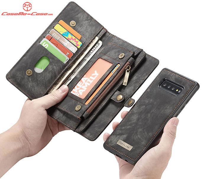 CaseMe Samsung Galaxy S10 Plus Zipper Wallet Magnetic Detachable 2 in 1 Folio Case