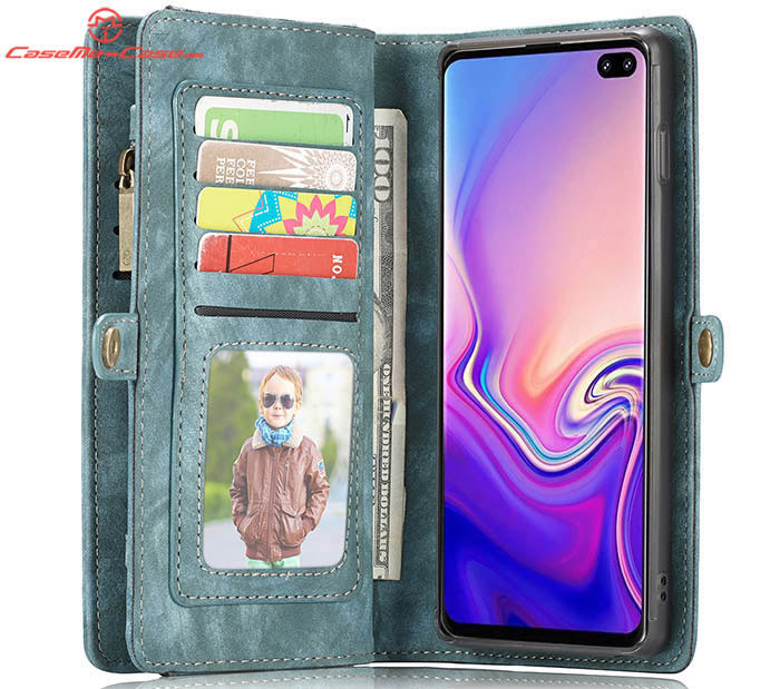 CaseMe Samsung Galaxy S10 Plus Zipper Wallet Magnetic Detachable 2 in 1 Folio Case