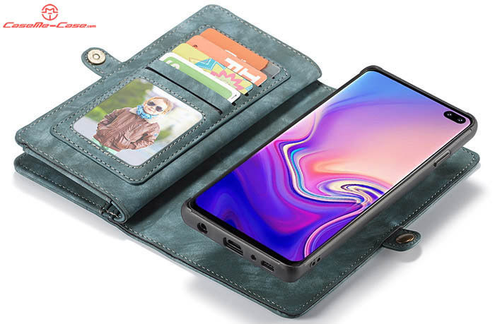 CaseMe Samsung Galaxy S10 Plus Zipper Wallet Magnetic Detachable 2 in 1 Folio Case