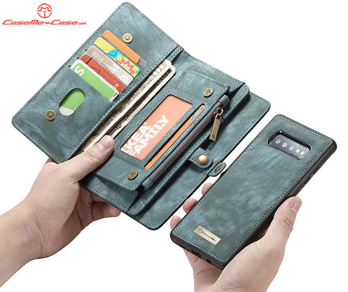 CaseMe Samsung Galaxy S10 Zipper Wallet Magnetic Detachable 2 in 1 Folio Case