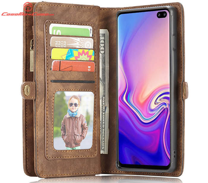 CaseMe Samsung Galaxy S10 Plus Zipper Wallet Magnetic Detachable 2 in 1 Folio Case