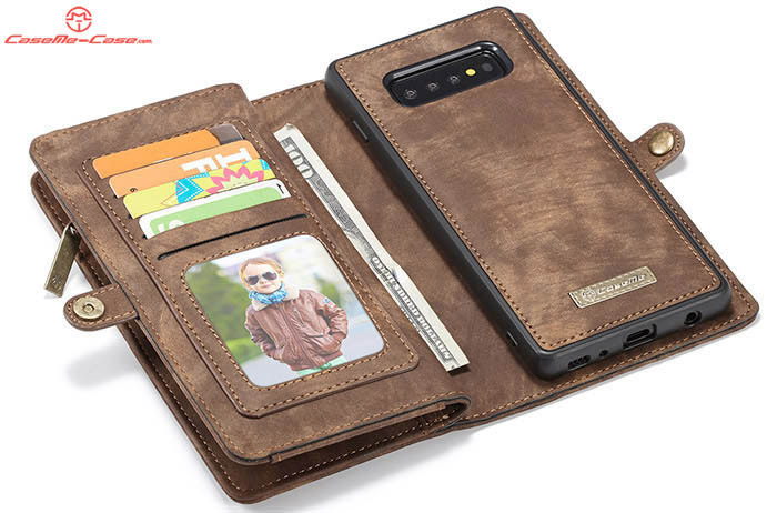 CaseMe Samsung Galaxy S10 Plus Zipper Wallet Magnetic Detachable 2 in 1 Folio Case