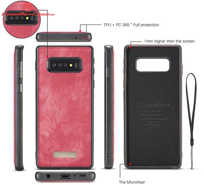 CaseMe Samsung Galaxy S10 Zipper Wallet Magnetic Detachable 2 in 1 Folio Case