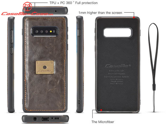 CaseMe Samsung Galaxy S10 Wallet Magnetic Detachable 2 in 1 Case With Wrist Strap