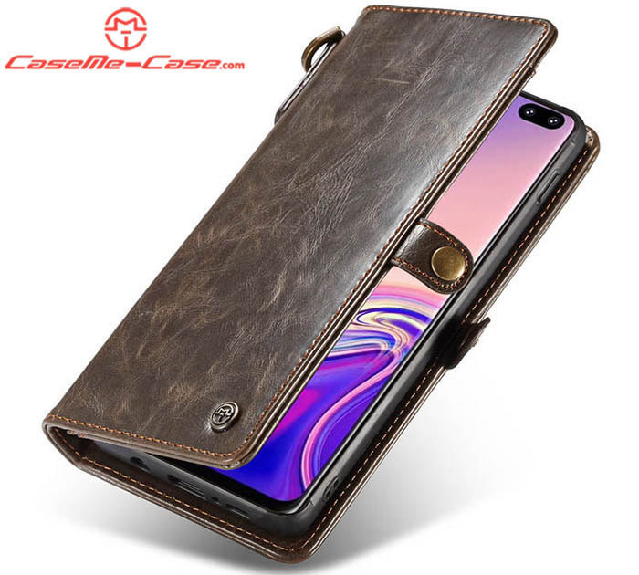 CaseMe Samsung Galaxy S10 Plus Wallet Magnetic Detachable 2 in 1 Case With Wrist Strap