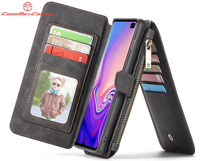 CaseMe Samsung Galaxy S10 Zipper Wallet Magnetic Detachable 2 in 1 Folio Flip Case