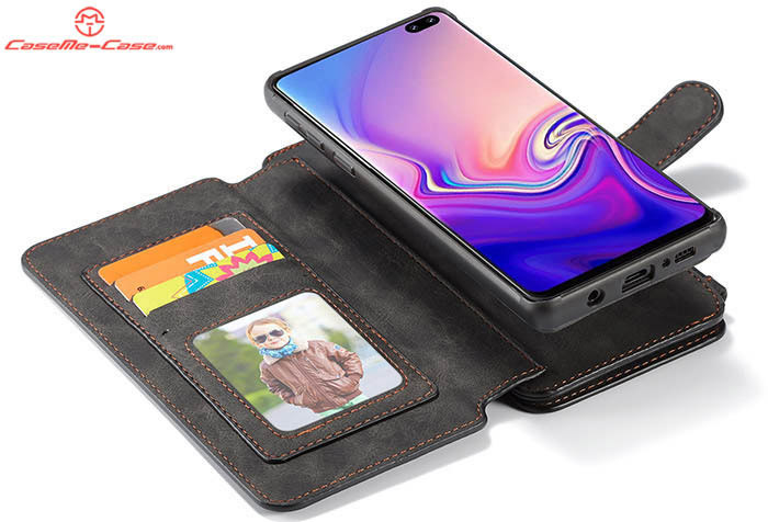 CaseMe Samsung Galaxy S10 Zipper Wallet Magnetic Detachable 2 in 1 Folio Flip Case