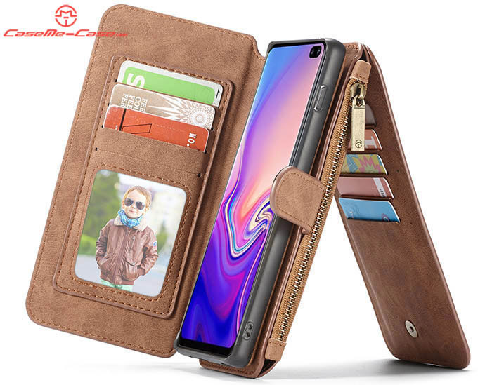 CaseMe Samsung Galaxy S10 Zipper Wallet Magnetic Detachable 2 in 1 Folio Flip Case