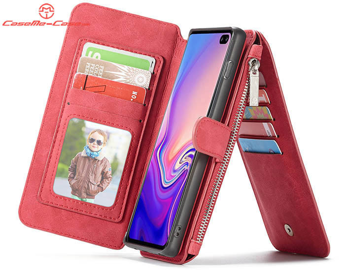 CaseMe Samsung Galaxy S10 Plus Zipper Wallet Magnetic Detachable 2 in 1 Folio Flip Case