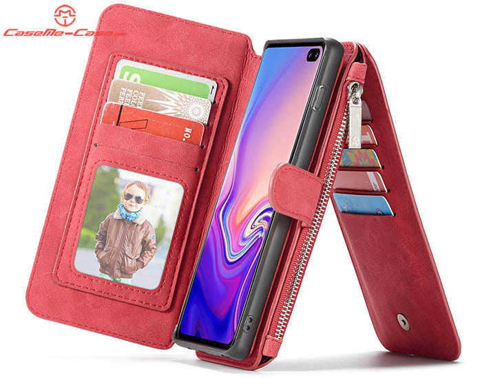 CaseMe Samsung Galaxy S10 Zipper Wallet Magnetic Detachable 2 in 1 Folio Flip Case