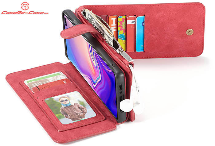 CaseMe Samsung Galaxy S10 Zipper Wallet Magnetic Detachable 2 in 1 Folio Flip Case