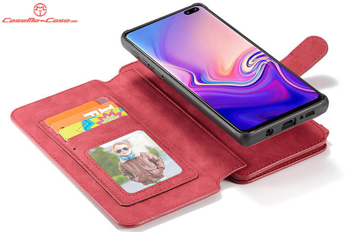 CaseMe Samsung Galaxy S10 Zipper Wallet Magnetic Detachable 2 in 1 Folio Flip Case