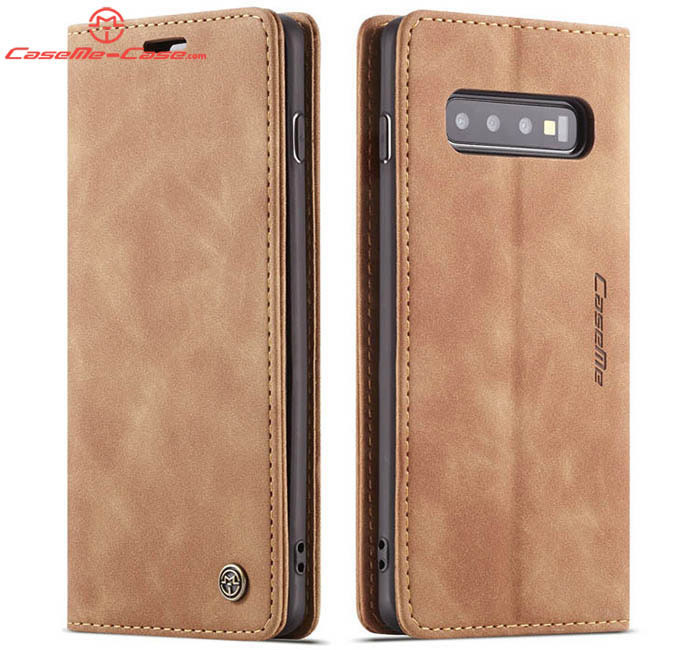 CaseMe Samsung Galaxy S10 Retro Wallet Kickstand Magnetic Flip Leather Case