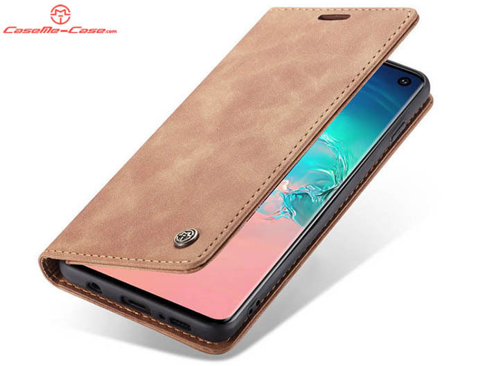 CaseMe Samsung Galaxy S10 Retro Wallet Kickstand Magnetic Flip Leather Case