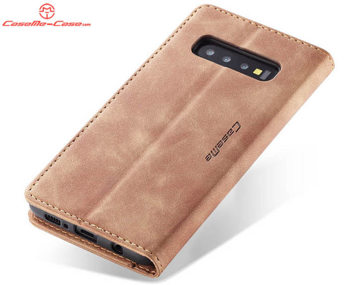 CaseMe Samsung Galaxy S10 Retro Wallet Kickstand Magnetic Flip Leather Case