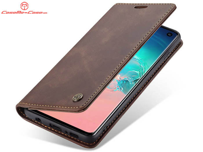 CaseMe Samsung Galaxy S10 Retro Wallet Kickstand Magnetic Flip Leather Case