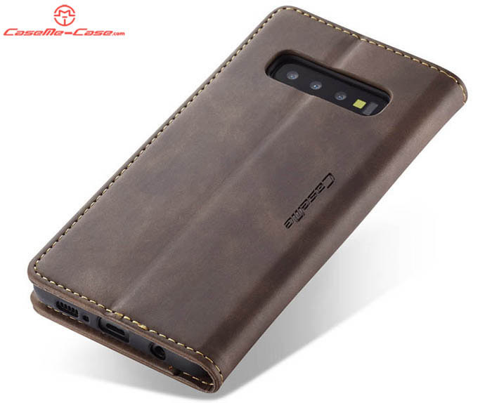 CaseMe Samsung Galaxy S10 Retro Wallet Kickstand Magnetic Flip Leather Case