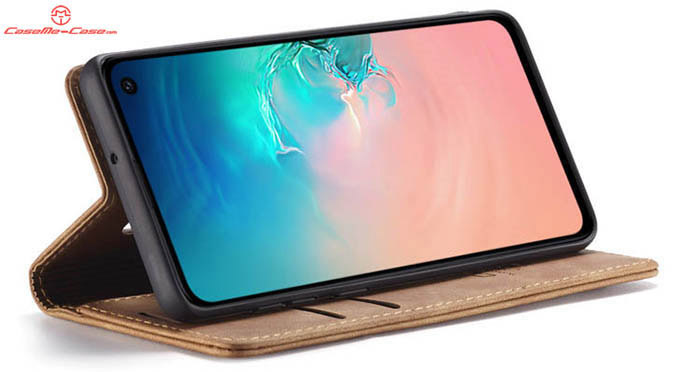 CaseMe Samsung Galaxy S10e Retro Wallet Kickstand Magnetic Flip Leather Case