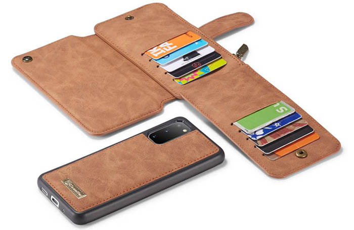 CaseMe Samsung Galaxy S20 Zipper Wallet Magnetic Detachable 2 in 1 Folio Flip Case