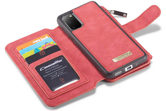 CaseMe Samsung Galaxy S20 Zipper Wallet Magnetic Detachable 2 in 1 Folio Flip Case