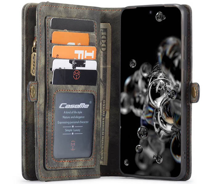 CaseMe Samsung Galaxy S20 Zipper Wallet Magnetic Detachable 2 in 1 Folio Case