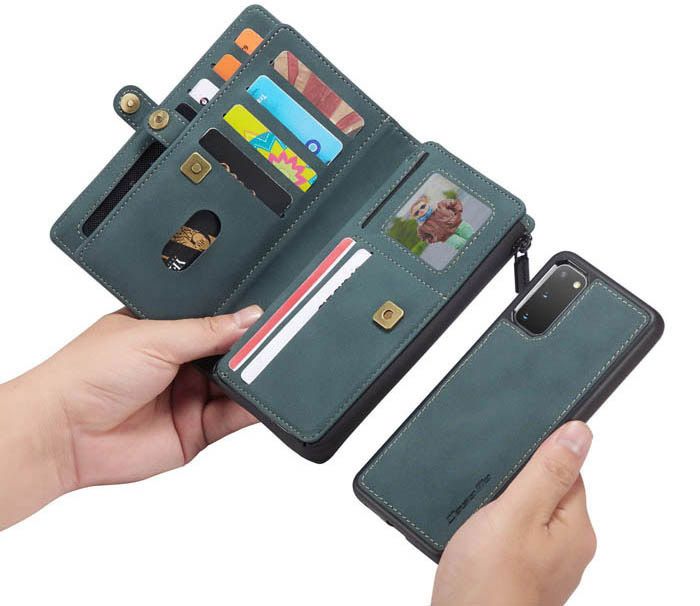 CaseMe Samsung Galaxy S20 Luxury Multi-Functional Zipper Wallet Magnetic Detachable 2 in 1 Folio Case