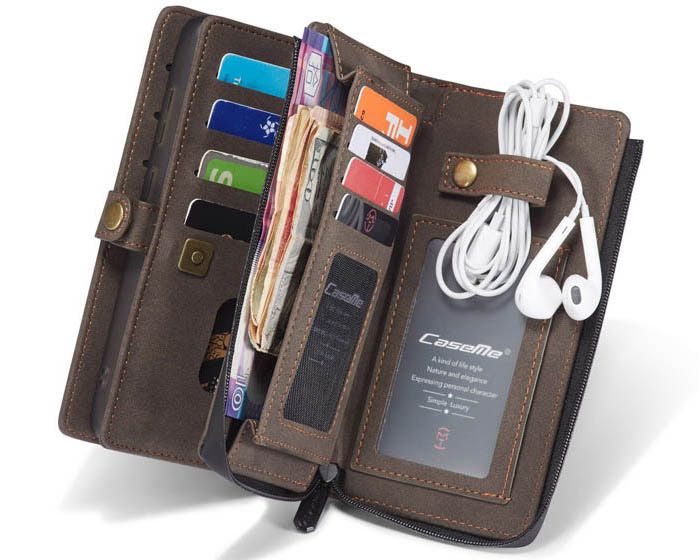 CaseMe Samsung Galaxy S20 Luxury Multi-Functional Zipper Wallet Magnetic Detachable 2 in 1 Folio Case